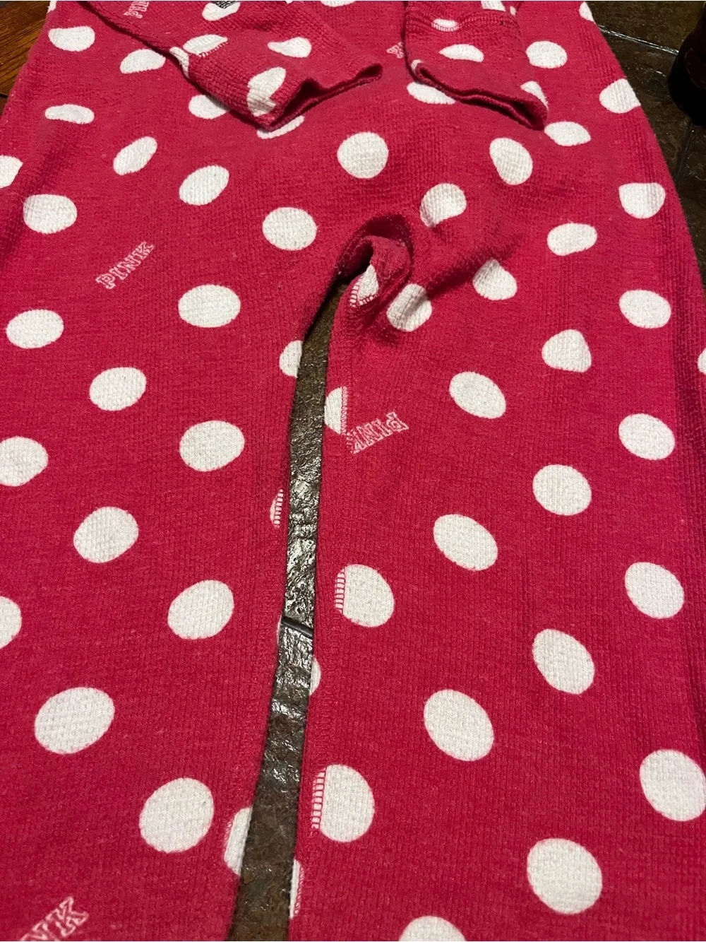 Pink Red Polka Dot Cat Jumpsuit with Silver Cat Embroidery - size S/P